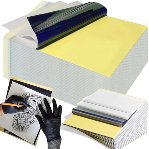 Emalla Tattoo Transfer Paper 100 Sheets Thermal Stencil Paper for Tattooing A4 Professional Tracing with Crisp Transfer 4 Layer Stencil Paper 8.27 x 12 Tattoo Supplies for Studios & Beginners