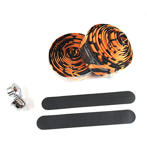 DEERU Camouflage Bicycle Bar Tape Handlebar Tape Bar Wraps - 2 Rolls per Set (Orange & Black)