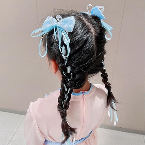 Pinzas para cabello con moño azul, set 2 piezas miniatura 4