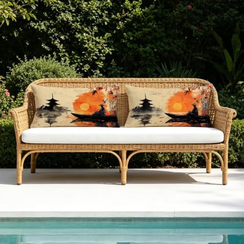 Housse coussin extérieur 40x60 lot de 2 taie oreiller imperméable