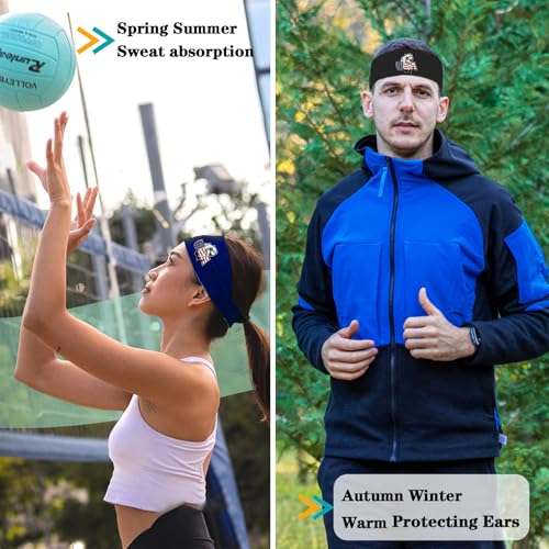 Image of 3pcs Sports Sweat Bands Headbands for Men Sweatbands Skull Workout Cooling Headbands for Men Women Running Headband Hairband Elastic Men's Head Sweat Band for Football
