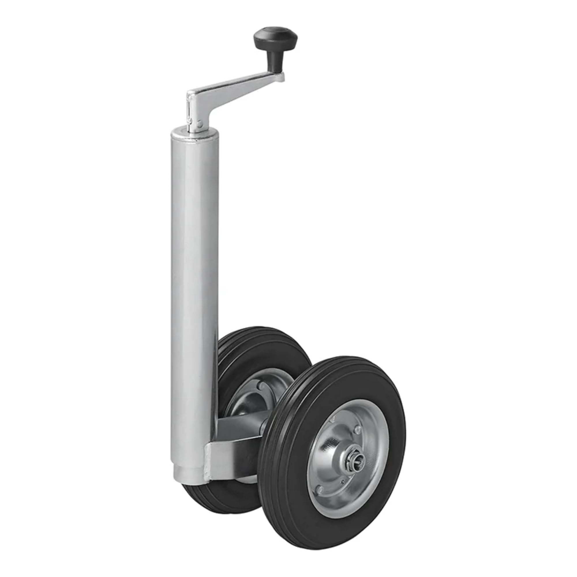 ProPlus Roue Jockey Double Ø48 mm – pour remorque et Caravane – Roues Pleines PU Ø200 x 50 mm – Argent