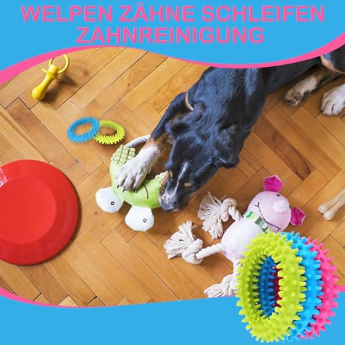 YSHODGU 3 Stück Kleiner Hund Ring, Welpe Zähne Kauen Spielzeug, für 360° Saubere Oral Haustierzähne und Beruhigen Juckreiz