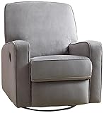 Pulaski Sutton Swivel Glider Recliner, Zen Grey with Stella Piping