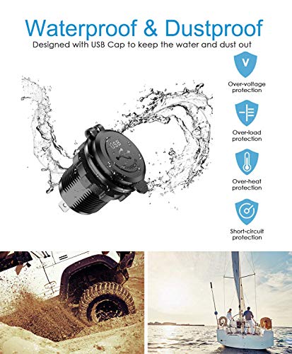 YGL Chargeur de Voiture USB pour Moto,12/24V Adaptateur de Prise Double USB/QC3.0 étanche, Chargeur avec Interrupteur pour Bateaux, Remorques, Voitures, Bus - Image 5