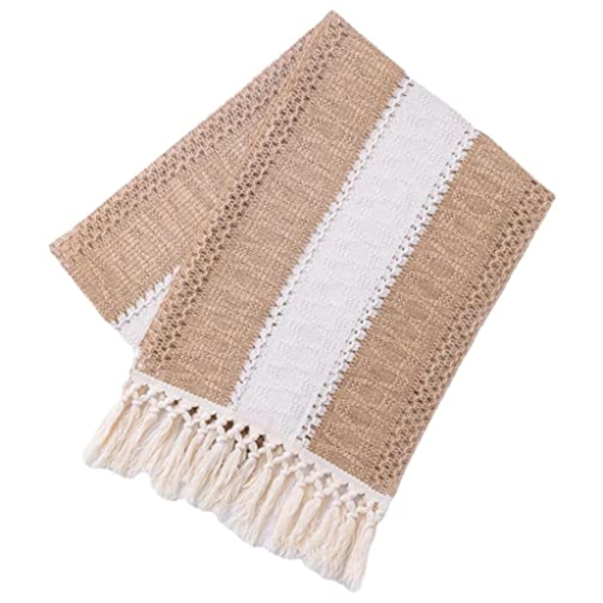 Macrame Table Runner with Hollow Tassels for Boho Party