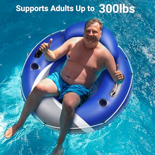 River Tubes for Floating Heavy Duty, Pool Float Adult, 53\" Inflatable Float Tube for Beach Lake Rafting, River Floats with Mesh Bottom