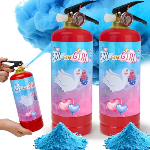Gender Reveal Fire Extinguisher 2 Pack Boy Gender Reveal Ideas Party Decor Biodegragable Gender Reveal Party Supllies (Extra Large)