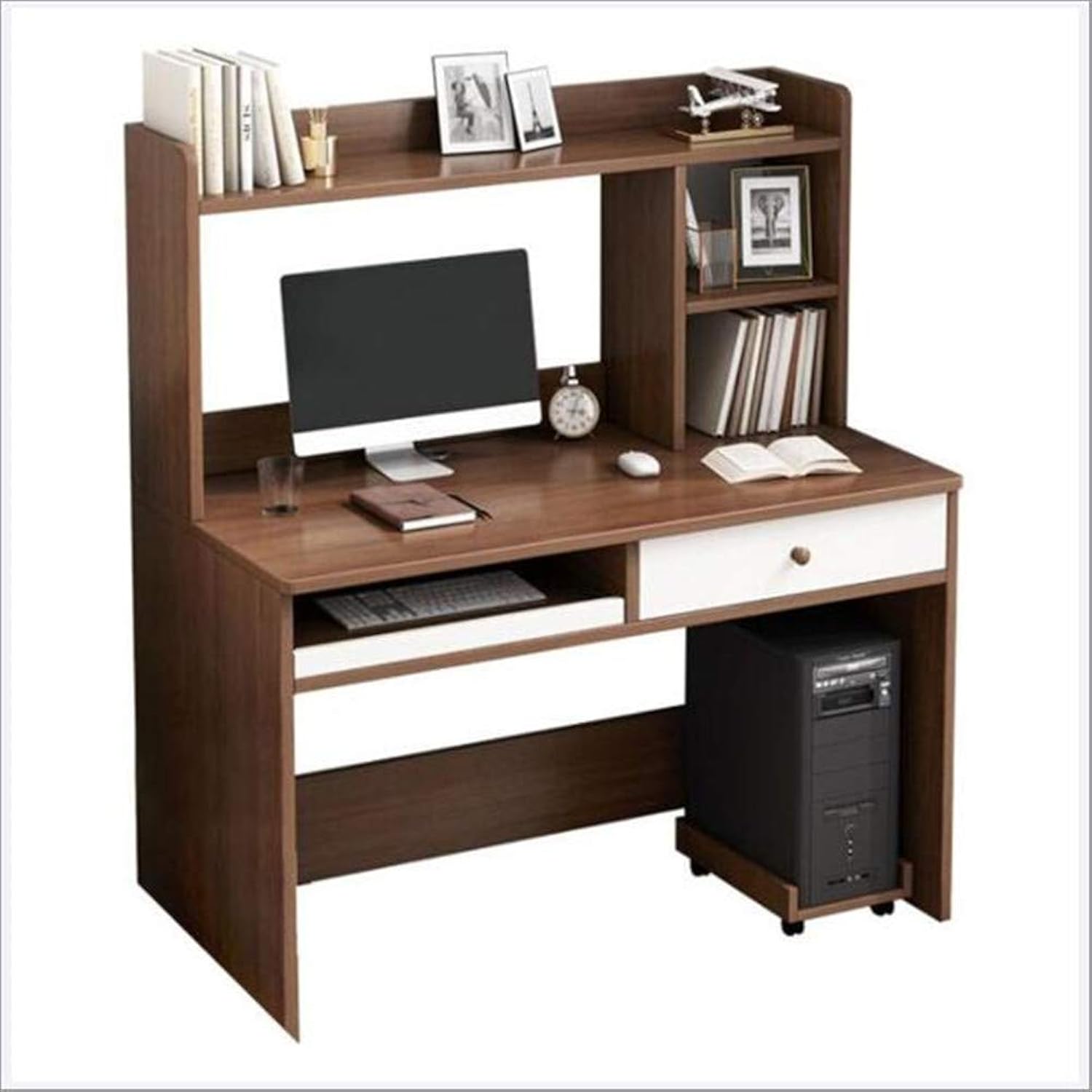 JINPENGRAN Computer Desktop Desk Bookcase Integrated Simple Home