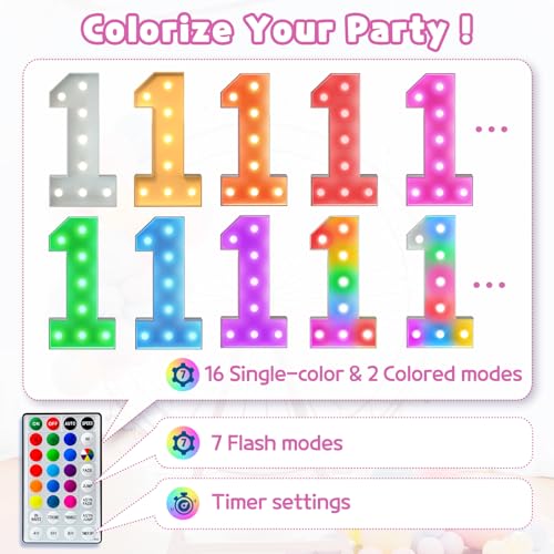 Image of Imprsv Colorful 3FT Marquee Numbers Light up Numbers 90 Birthday Decoration | RGB with Remote, Party Decorations Anniversary Wedding Decorations Assembly Required Foam Board 39 Pcs Accessory Set
