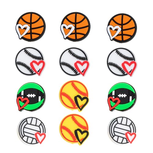 Image of LUBINGSHINE 12pcs Sports Ball Silicone Focal Beads for Pens, Silicone Bulk Beads Charms for Jewelry Making Bracelet Necklace Keychain Handmade Crafts (Sports Ball)