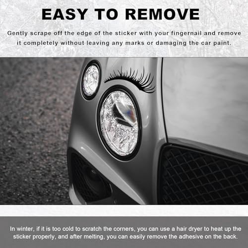 Image of KVAEY 2 PCS Car Headlight Eyelash Stickers, Cute Fake Eyelashes Decal for Bumper Auto Body Window, Waterproof Reflective PET Charming Eyelash Sticker Funny Decor for Car SUV Truck (Black)