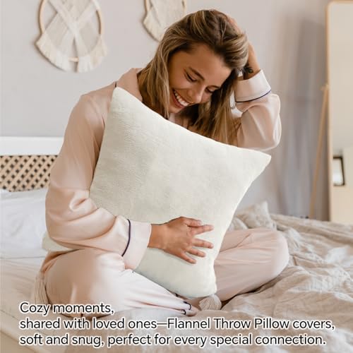 Image of BEDELITE Velvet Pillow Covers with Zipper, Off White, 26x26 Inches, 2 Pack