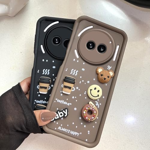 Image of COLORflow Back Cover Compatible with Nothing Phone 2A 5G / 2A Plus 5G | Cute Fun Cartoon 3D Ball Coffee Silicone Case (Black) | Designer Camera and Body Protected Back Cover