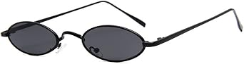 Armear Vintage Oval Sunglasses Small Narrow Round Metal Frame Hippie Glasses