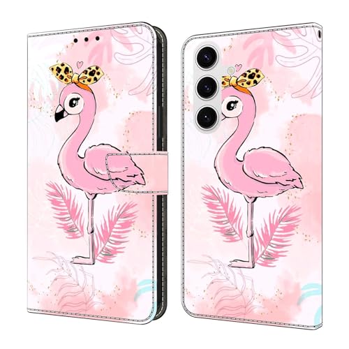 Étui compatible avec Samsung Galaxy S25 Ultra housse à rabat magnétique rose