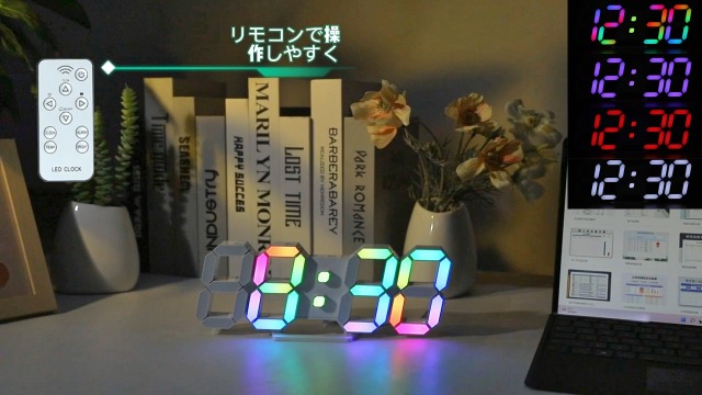 Amazon.co.jp: KOSUMOSU 多色デジタル時計 7色LED掛け時計 RGB置き時計