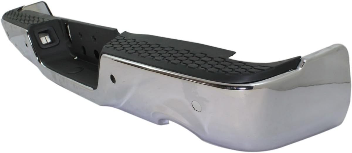 BUMPERS THAT DELIVER - Chrome, Steel Rear Step Bumper Assembly Compatible with 2009-2018 Dodge RAM 1500 Series Pickup w/Park Assist & Dual Exhaust 09-18, CH1103119
