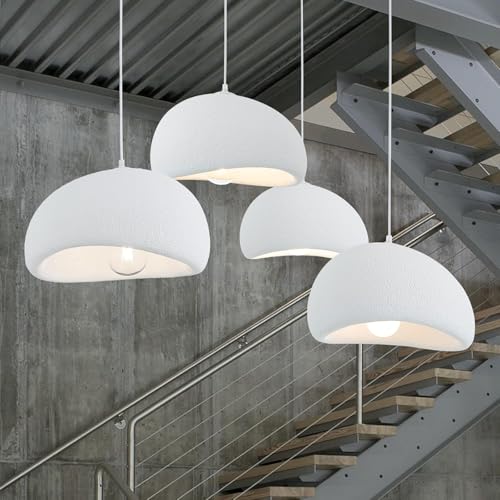 Image of Modern Dome Pendant Light, White Semi-Sphere White Resin Hanging Lamp, Home Deco Living Room Ceiling Light Fixture, 30cm (Mini-Dome)