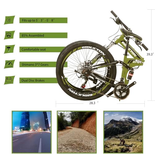 URBICIKA 26 Inch Folding Bike, 21 Speed Full Suspension Mountain Bike for Adults/Men/Women Bicycle - Thumbnail 3