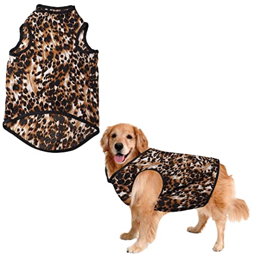 Image of Sage Square Funky Soft Material Dog T-Shirt | Cool /Funky Print Pet | Soft Light Weight | Comfortable & Breathable Dog Clothing | Trendy Vest Outfit (Leopard Print) (XLarge - 26inch)