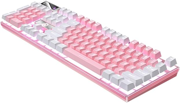 104 Wired Gaming Keyboard RGB Keyboard Gaming Accessories PC Keyboard RGB Gaming Keyboard USB Keyboard Computer Accessories Keyboard Pink Abs Shine Office Hardware