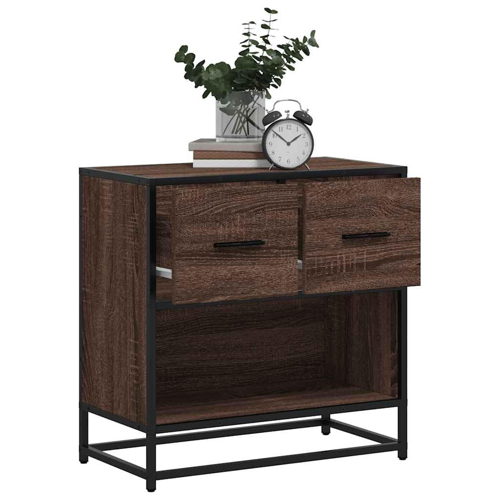 Table de chevet aspect chêne pour l'ambiance chaleureuse de la chambre