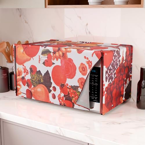 Image of Kuber Industries 20 Ltr PVC Microwave Oven Cover for Kitchen | Microwave /Oven /Otg Cover - Protects from Spills, Stains & Scratches | Fruit Print - Multicolor