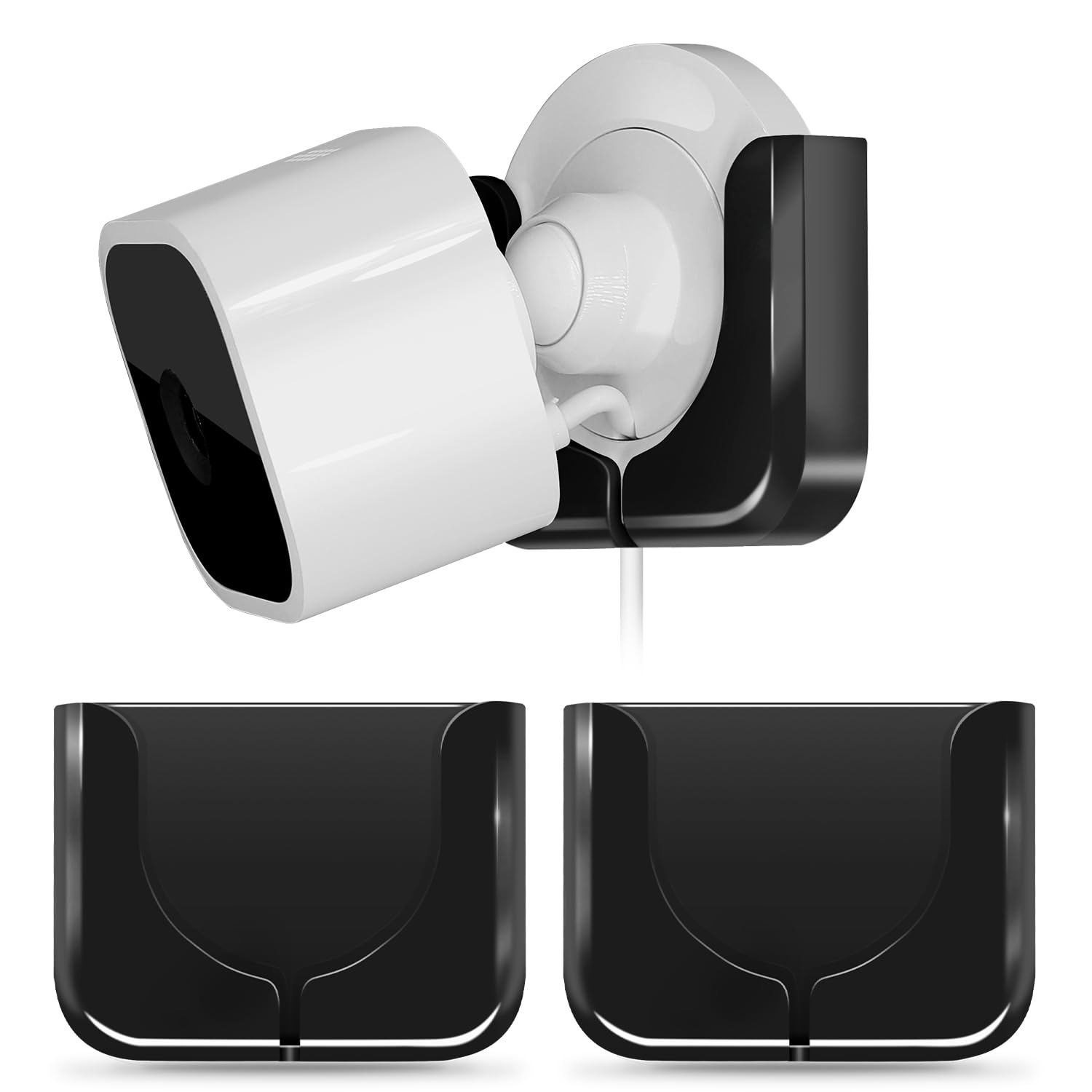 Blink Mini Camera Adhesive Wall Mount - Compact Durable Plug-in Mount Bracket, 3M VHB Strong Adhesive Strips, No Drill, No Screws, Decorate Damage-Free, Easy Set up - 2 Packs (Black)