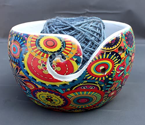 Image of Ceramic Yarn Bowl Holder, 7 x 4 Inches Knitting Yarn Bowls with Holes Crochet Bowl Holder Handmade Yarn Storage Bowl for Knitting Crocheting Accessories. (12)