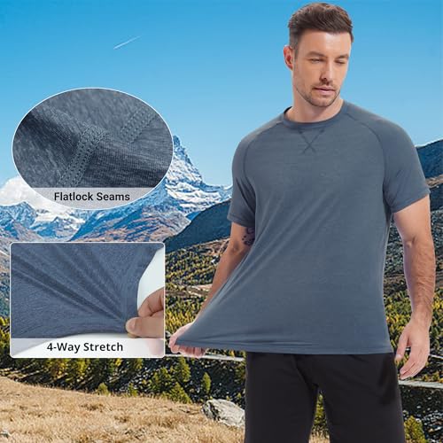 Image of Mens Swim Shirts UPF 50+ Sun Shirts Rash Guard Quick-Dry Fishing T-Shirts