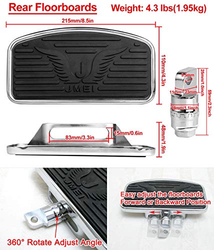 Adjustable Motorcycle Floorboards Rear Passenger Foot Pegs Footboard Pedals Compatible with Harley Sportster 883 1200 (Eagle Pattern Rear Floorboard)