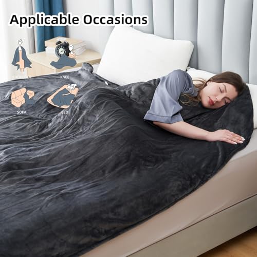 Electric Heated Blanket Throw Size 50" x 60" Heated Throw with 6 Heating Levels & 3 Hours Auto Off, Machine Washable, Dark Gray