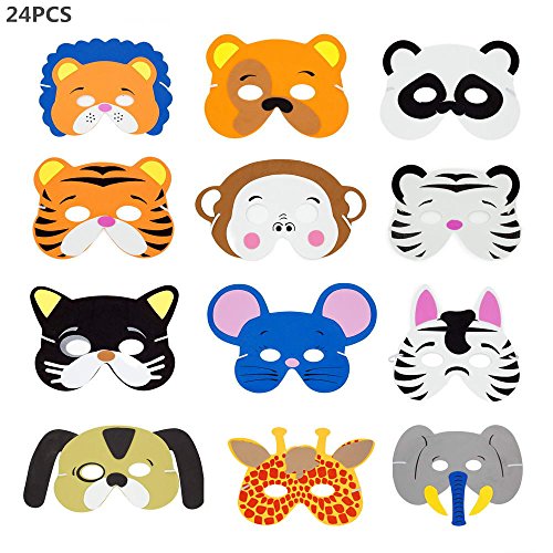 Alytimes Pack of 24 Assorted Party Favor Children's Foam Animal Masks