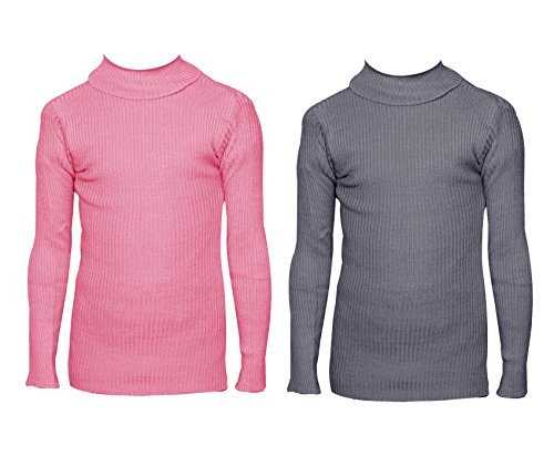 Image of IndiWeaves Boys Wollen Warm High Neck Full Sleeves T-Shirt /Inner /Skivvy for Winter (Pack of 2) Pink /Gray 2-3 Years 10110-0613-IW-P2-20