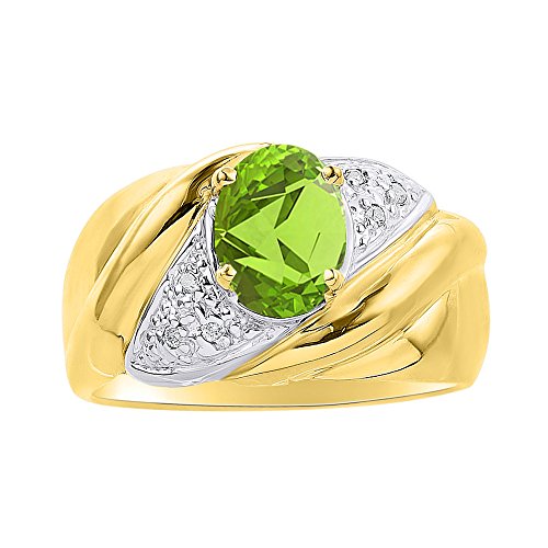 Bague diamant et péridot en argent, cadeau pierre de naissance août