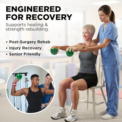 Image of THERABAND Soft Weight 4.4 Lb, 4.5 inch Medicine Ball, Weighted Exercise, Green | Ball-shaped isotonic soft weight for physical therapy, Pilates, shoulder strength and rehab exercise