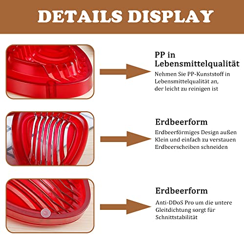 LIFVCNT 2-delige aardbeiensnijder keukengerei set, aardbeiensnijder, snijmes, roestvrij stalen lemmet, ambachtelijke fruittools, fruitsnijder, uitsteekvormpjes, bessenverdeler voor het garneren en decoreren van desserts - Image 6
