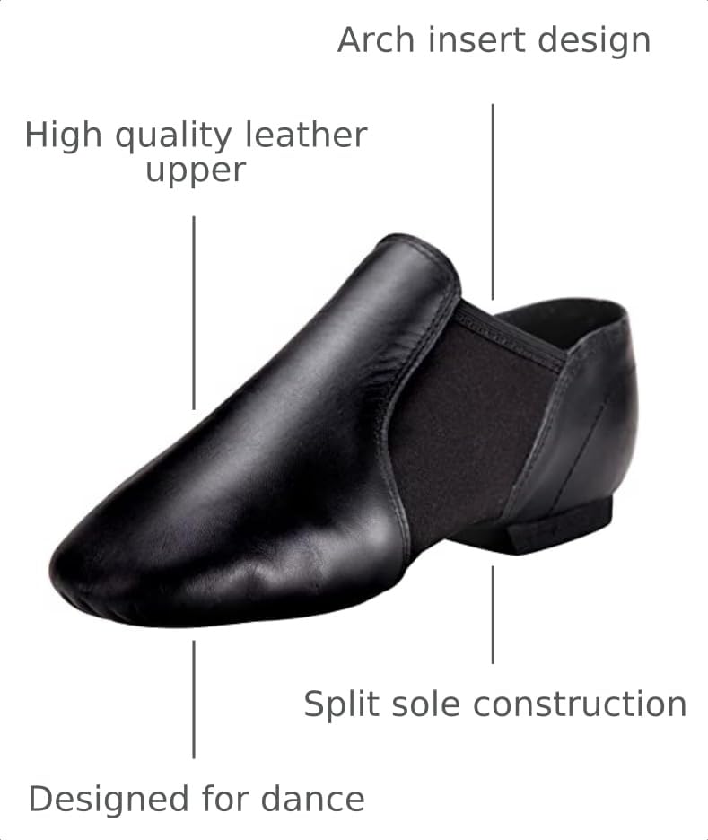 Image of Linodes Leather Upper Jazz Shoe Slip-on for Women and Men's Dance Shoes