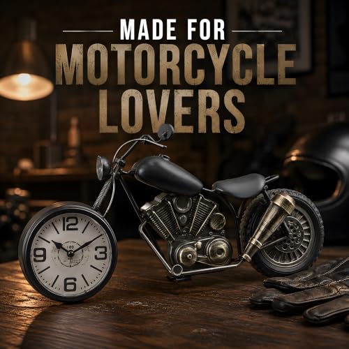 Image of Motorcycle Clock, Metal Wall & Table Decor, Silent Gift for Riders