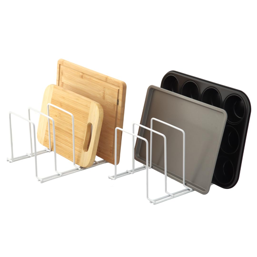 Simplywire White – Baking Tray And Chopping Board Racks – Pack Of 2 - Pan Storage - Kitchen Cupboard Organiser –