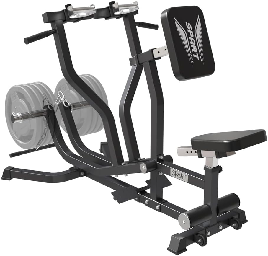SPART Seated Row Machine, Plate Loaded Lat and Back Workout Equipment, Back Gym Machine with Independent Arms & 360° Rotary Grip Handles, Upper Body Special Machine with Bicep Curl Bar, 440LB Capacity