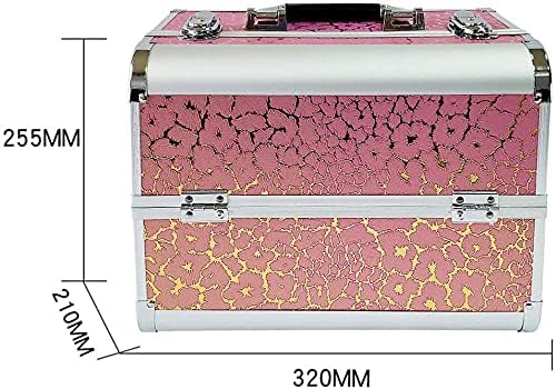 Image of Adson Professional Makeup Box Cosmetics Case Jewelry Organiser Vanity Make Up Storage Box Beauty Train Case Lockable with Keys (Cloudy Smoke Rose Gold)