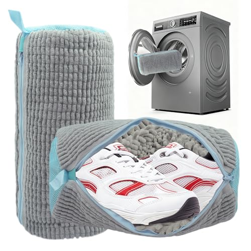Lot de 2 Sacs de Lavage pour Chaussures, Nettoyage 360° avec Fermeture Éclair Cachée, Réutilisable Anti-Déformation, Compatible avec Machine à Laver et...