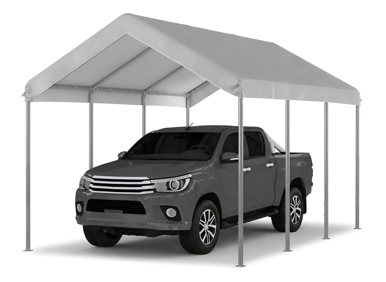 Aoxun 10x15 FT Carport, Heavy Duty Car Canopy Adjustable Carport,Gray