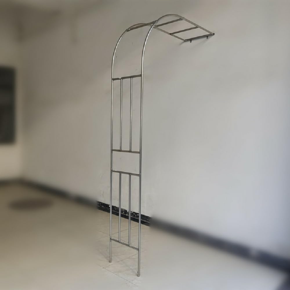 Ten metalowy łuk ogrodowy do roślin pnących, odporny na warunki atmosferyczne, z pergolą o średnim łuku, idealny do dekoracji ślubnych na zewnątrz (120 x 240 cm).