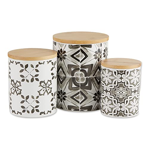 DII Kitchen Accessories Collection Ceramic, Canister Set, 4.5 Cup/3 Cup/1.25 Cup, Black Tile