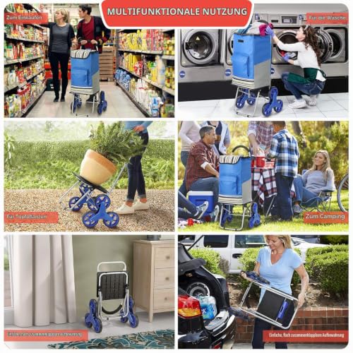 Popolic Verbesserter Einkaufstrolley, 2-in-1 zusammenklappbarer Einkaufswagen, 75 l Kapazität...