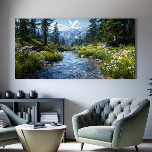 Image of Large Green Landscape Botanical Canvas Wall Art For Living Room Prints29X58