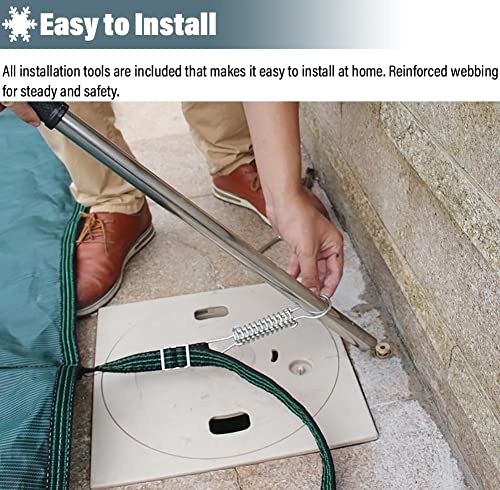 Resistente copertura di sicurezza per piscina interrata con tasselli in ottone e kit di attrezzi per protezione invernale